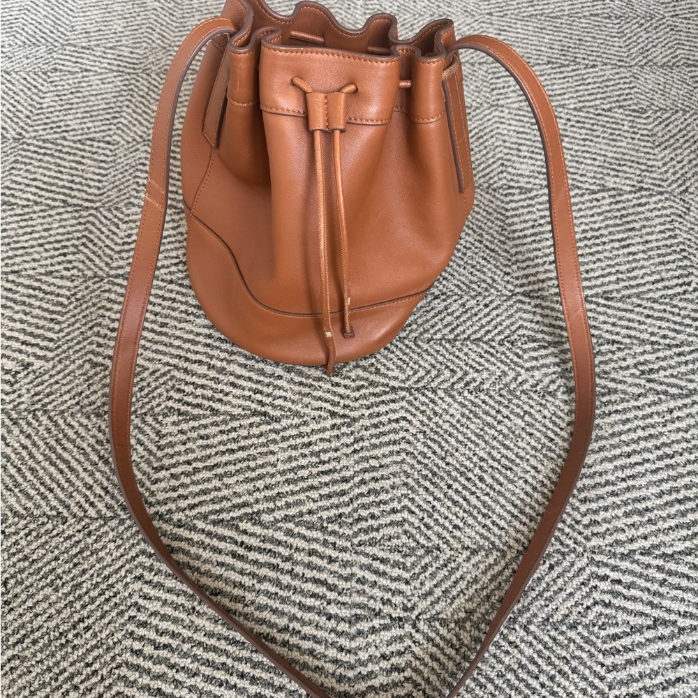 Jenni Kayne Leather Mini Drawstring Bucket Bag in Saddle - Picture 12 of 14